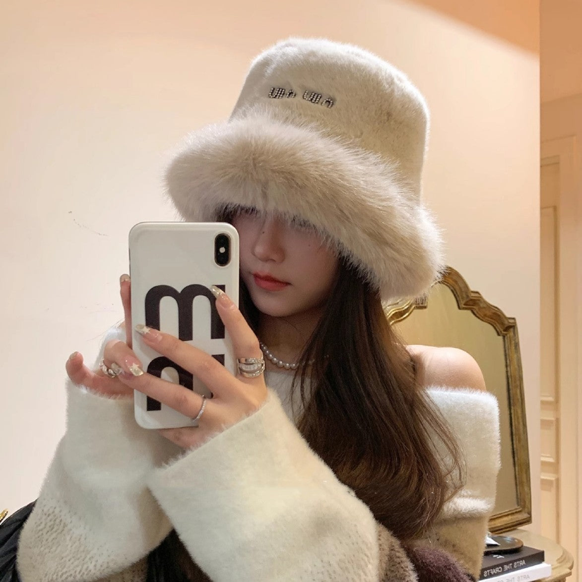 【雑貨】高級感ファーハット Z7914