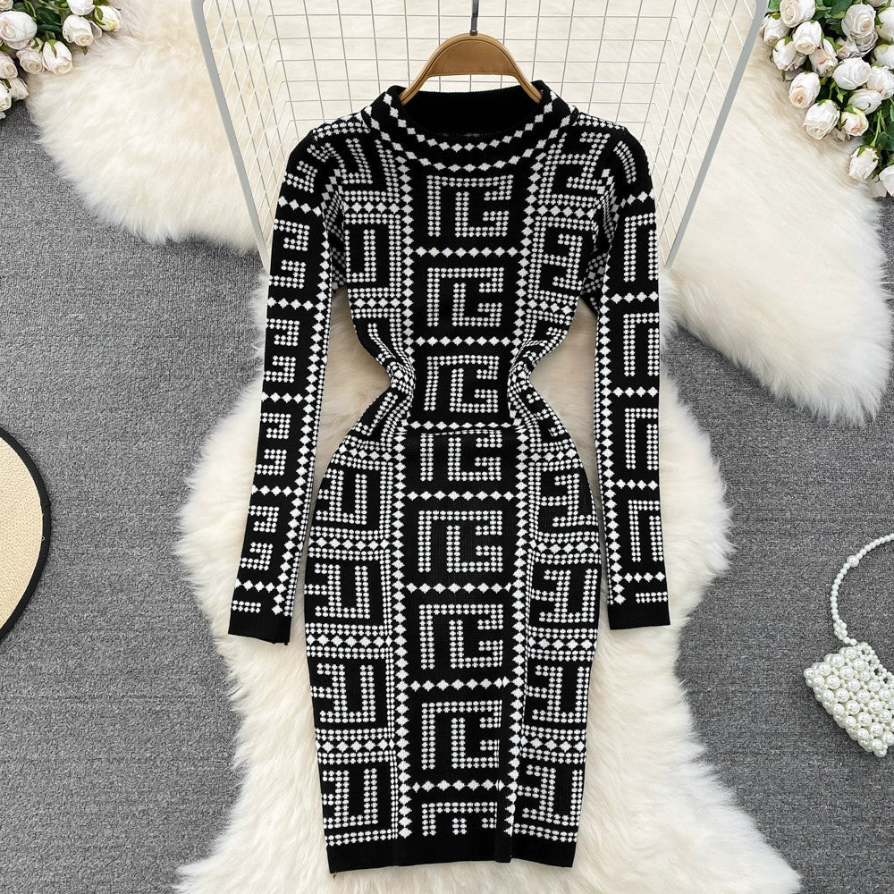【Dress】新入荷~ジャカードニットワンピース W9222