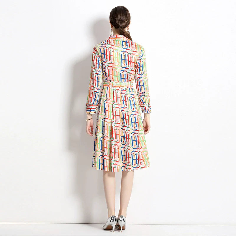 【Dress】プリントシャツワンピース W9065