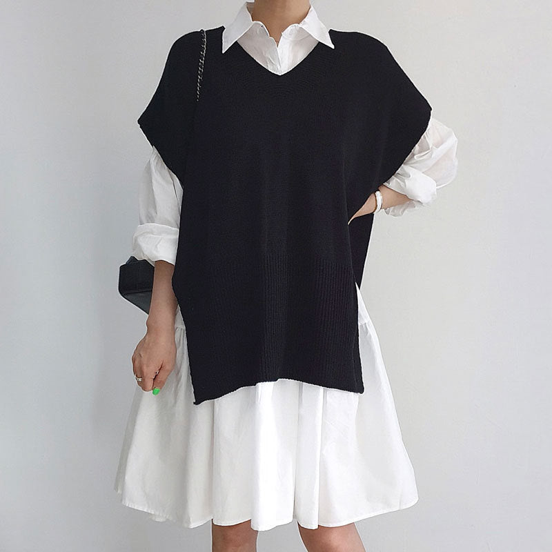 【Set】ベスト + シャツワンピース2点セット Z-6649