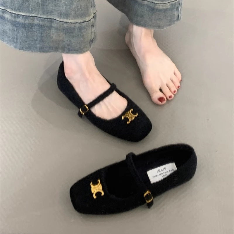 【Shoes】裏ボア秋冬フラットシューズ Z8128