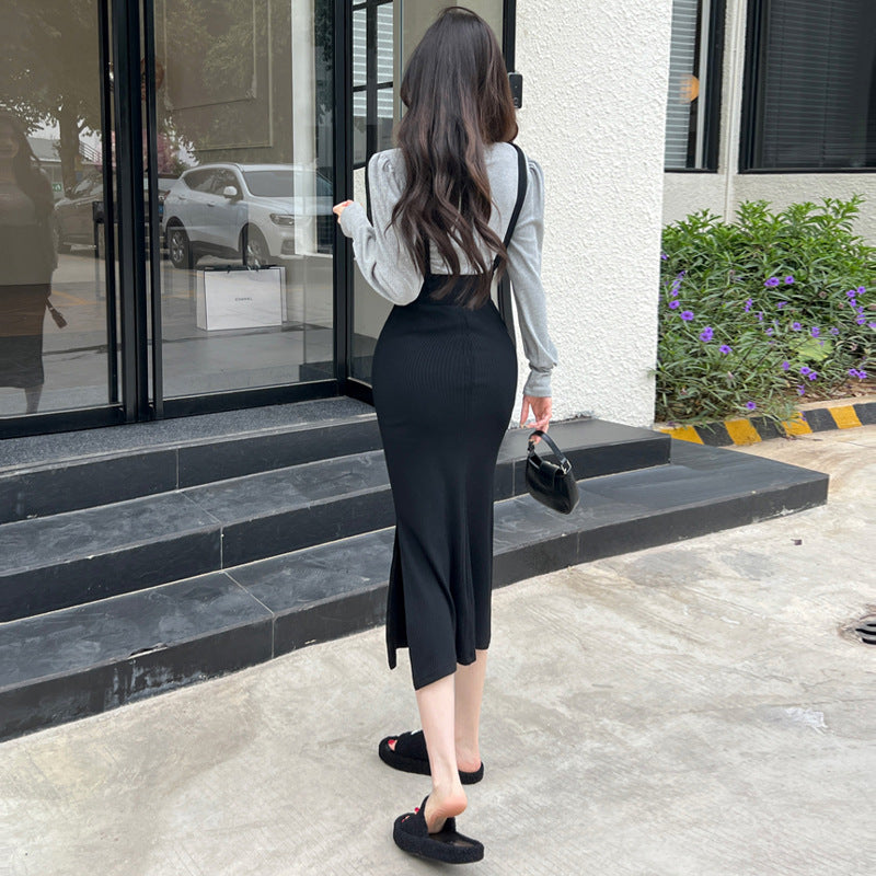 【Set】レイヤード2点セット Tシャツ + ジャンパースカート Z-6630