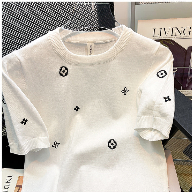 【Tops】ニットTシャツ W12426