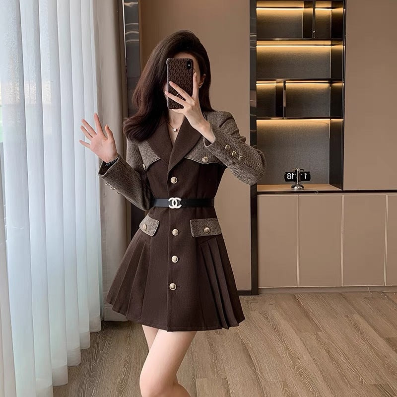 【Dress】ベルト付きスーツワンピース Z8365