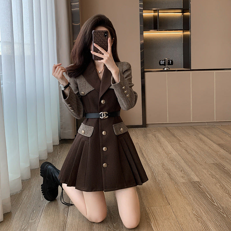 【Dress】ベルト付きスーツワンピース Z8365