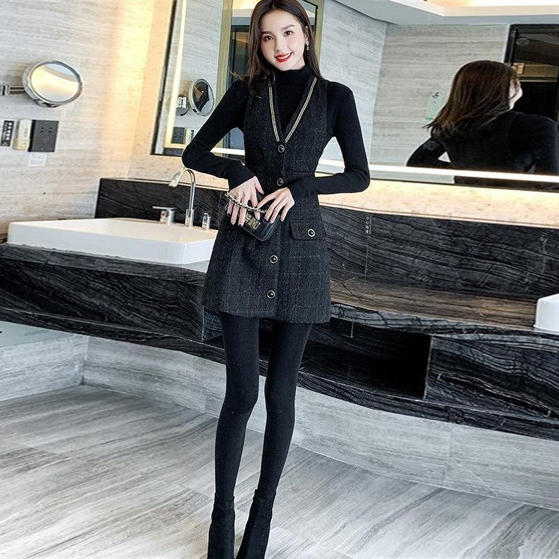 【Set】ニット + ノースリーブワンピー 2点セット Z-6243