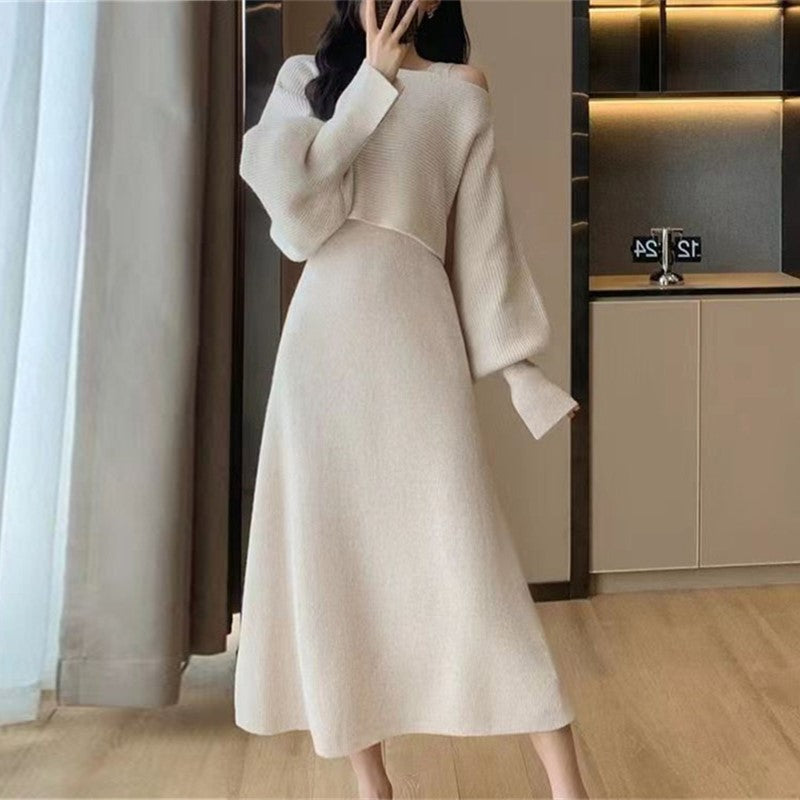 【Set】新入荷~ニット2点セット セーター + ノースリーブワンピ Z-6300