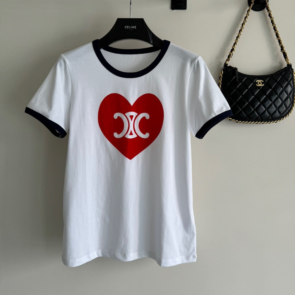 【Tops】ハート柄Tシャツ W11159