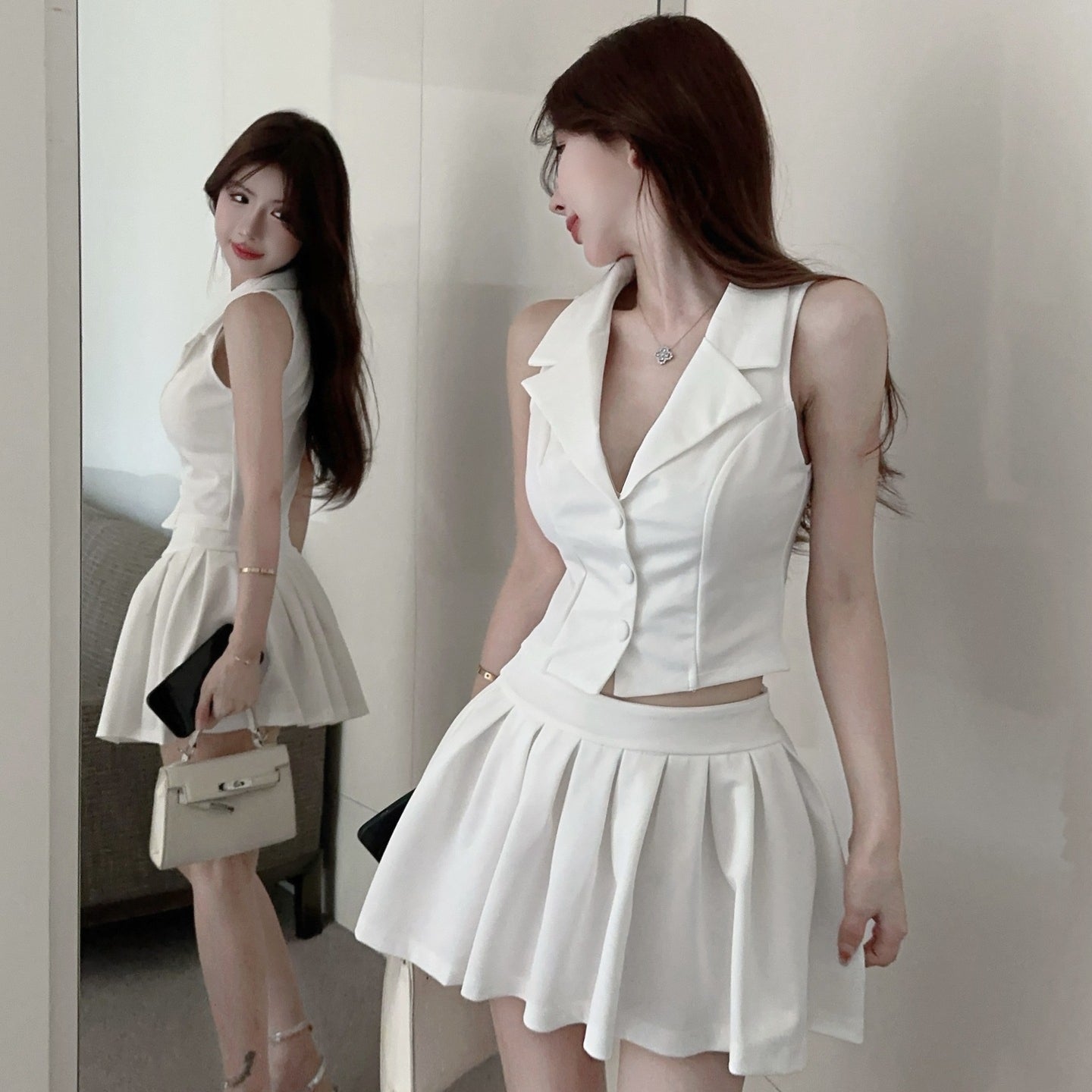 【Set】無地ノースリーブ2点セット T01416