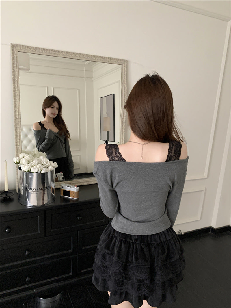 【Tops】フェイクレイヤード可愛いTシャツ Z8066