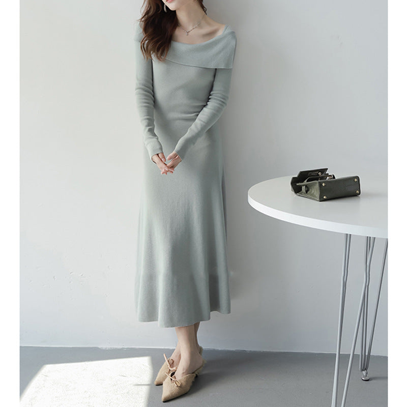 【Dress】フレンチレトロ風ニットワンピース W9573