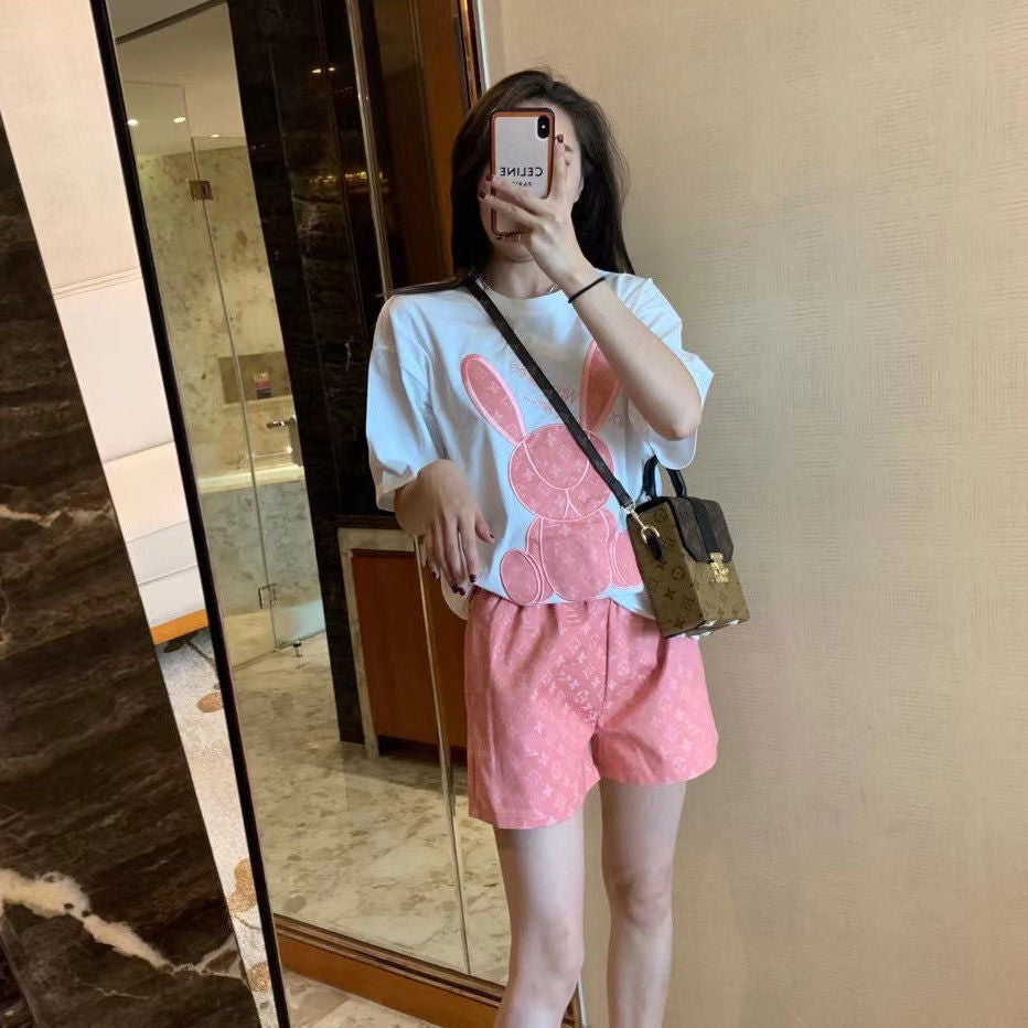 【Set】プリント2点セット Tシャツ+ パンツ   W10889