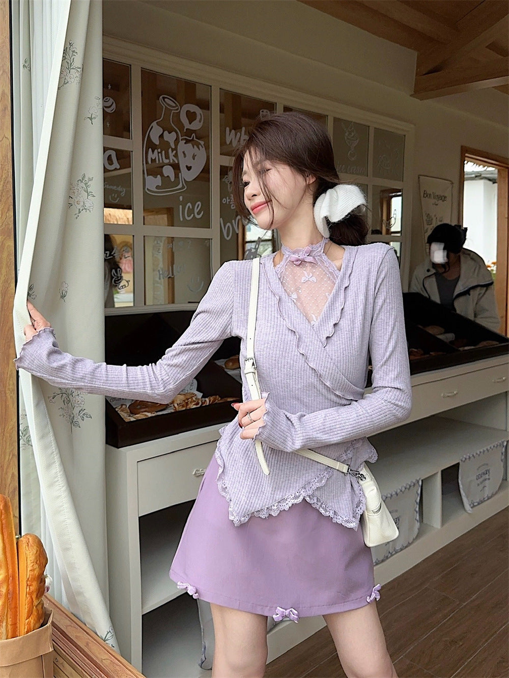 【Set】レーストップス+スカート2点セット T01372