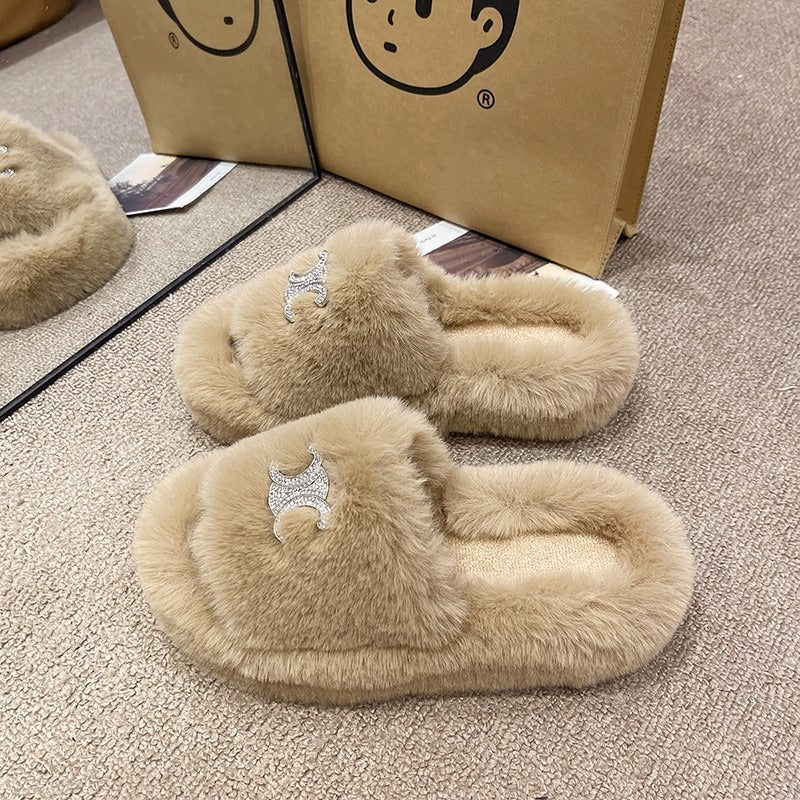 【Shoes】3色ファースリッパ W13363