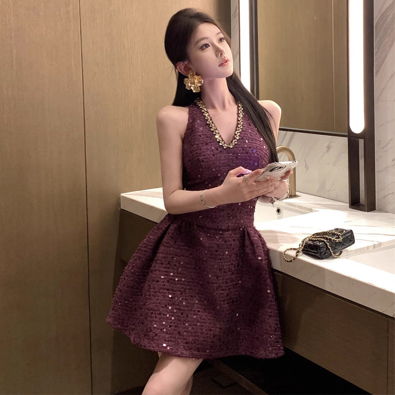 【Dress】スパンコールデザインワンピース T01410