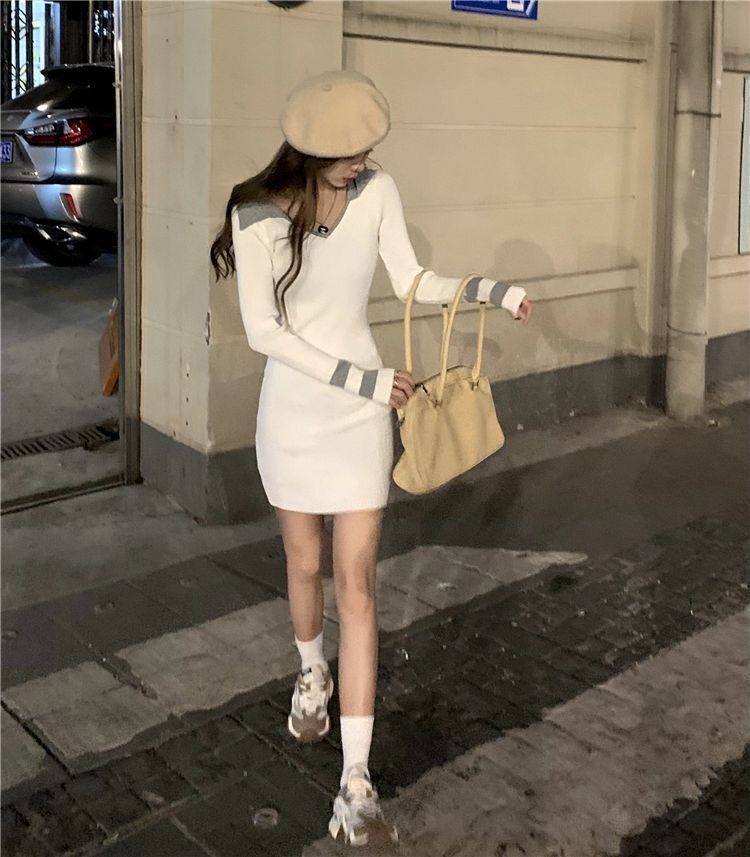 【Dress】配色タイトワンピース W13690