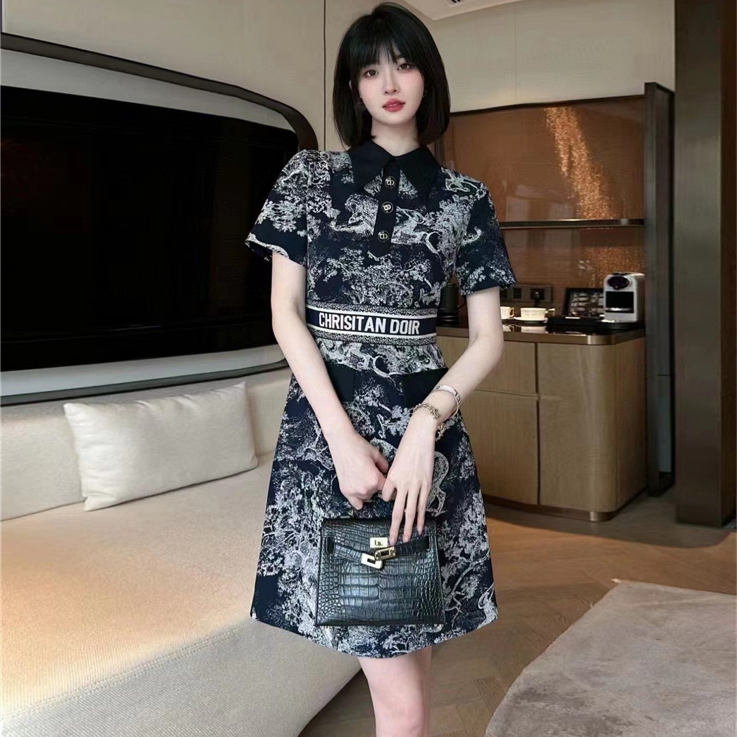 【Dress】Aライン半袖ワンピース Z6756