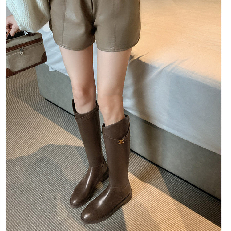【Shoes】春秋シンプルロングブーツ W14681
