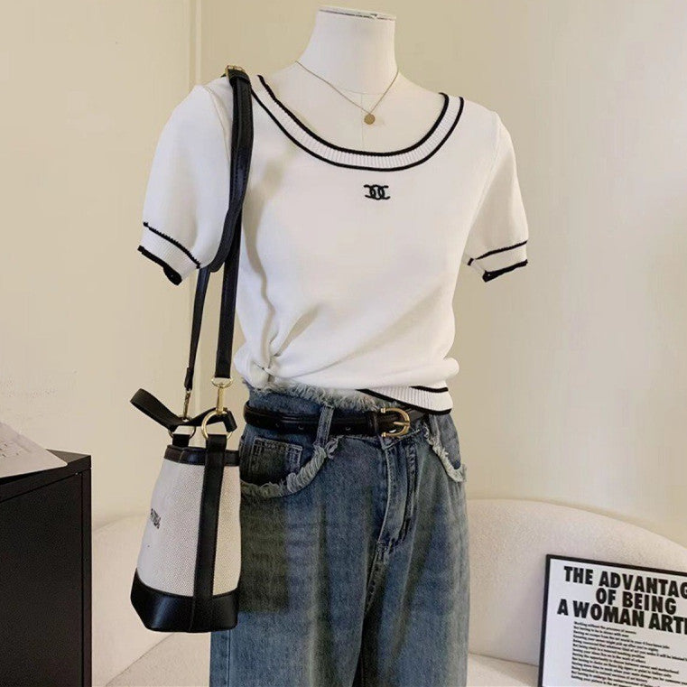 【Tops】ニットTシャツ W12444