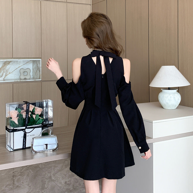 【Dress】ホルターネックワンピース黒 Z7247