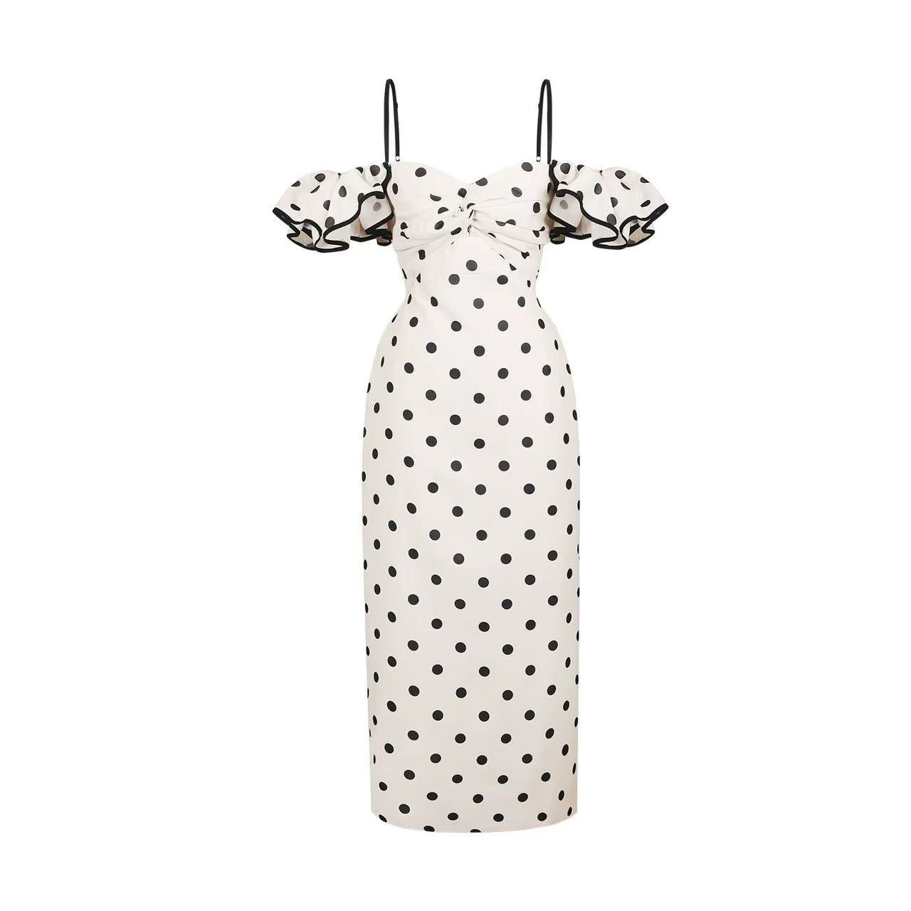 【Dress】2色展開ドット柄ワンピース T01374