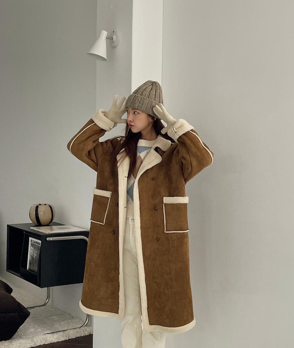 【Outer】2色展開ラムウールコート W14437