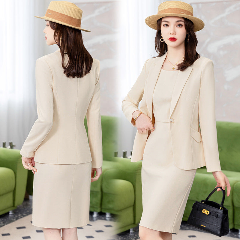 【Set】スーツジャケット+ワンピース 通勤セット Z7740