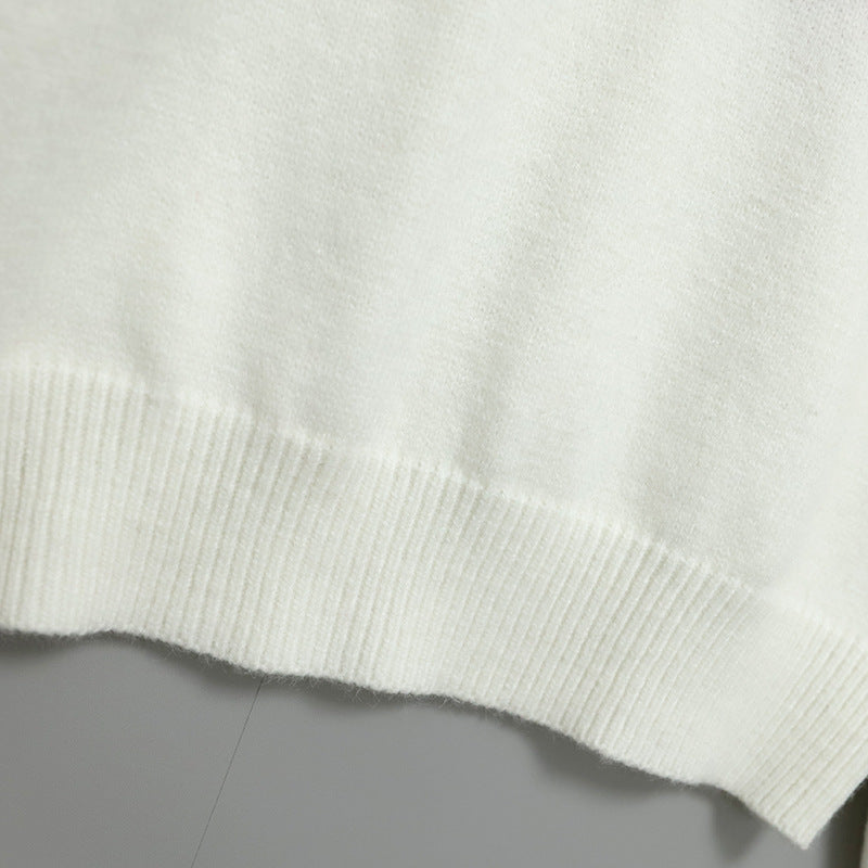 【Tops】2色展開~配色セーター W14755