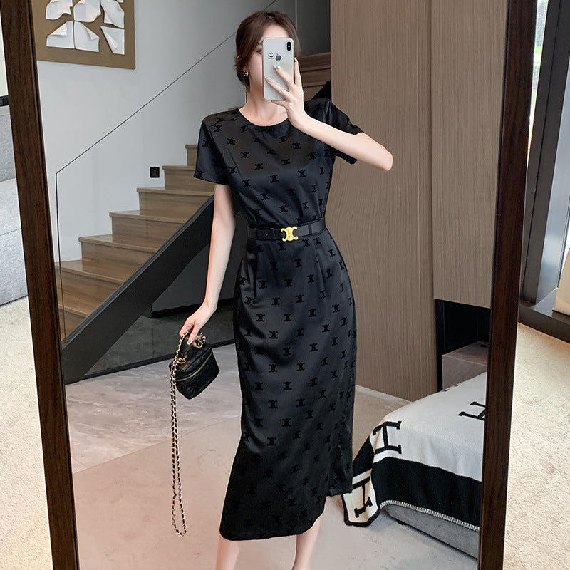 【Set】Tシャツ+スカート2点セットベルト付き W10960