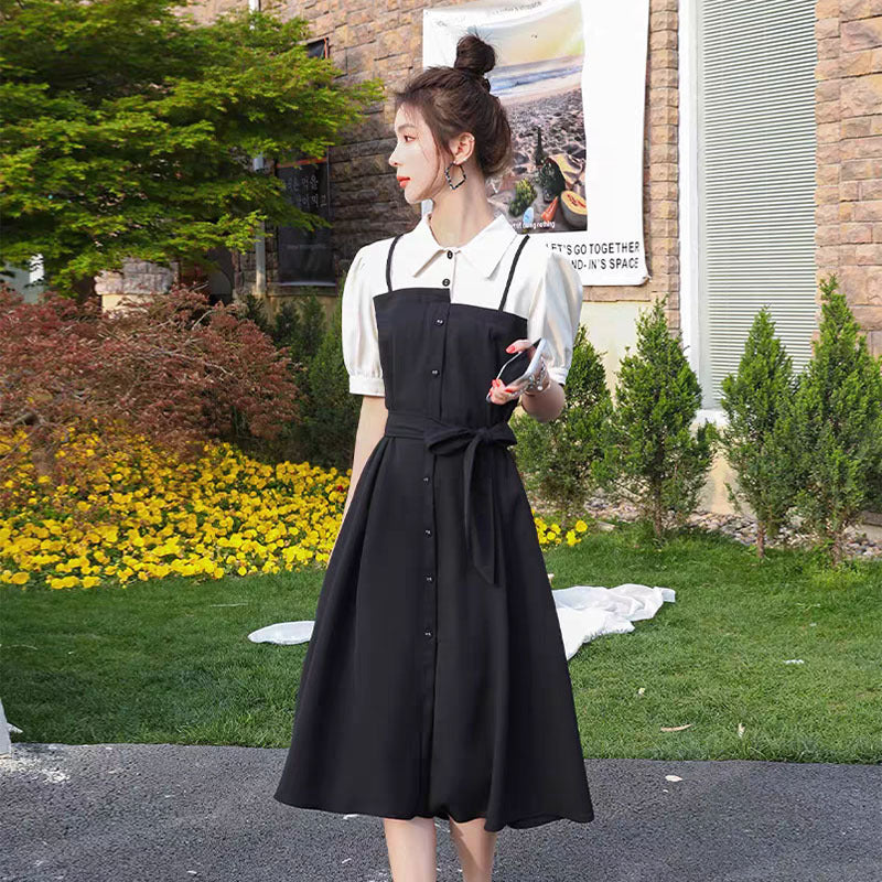 【Dress】フェイクレイヤードワンピース W11129