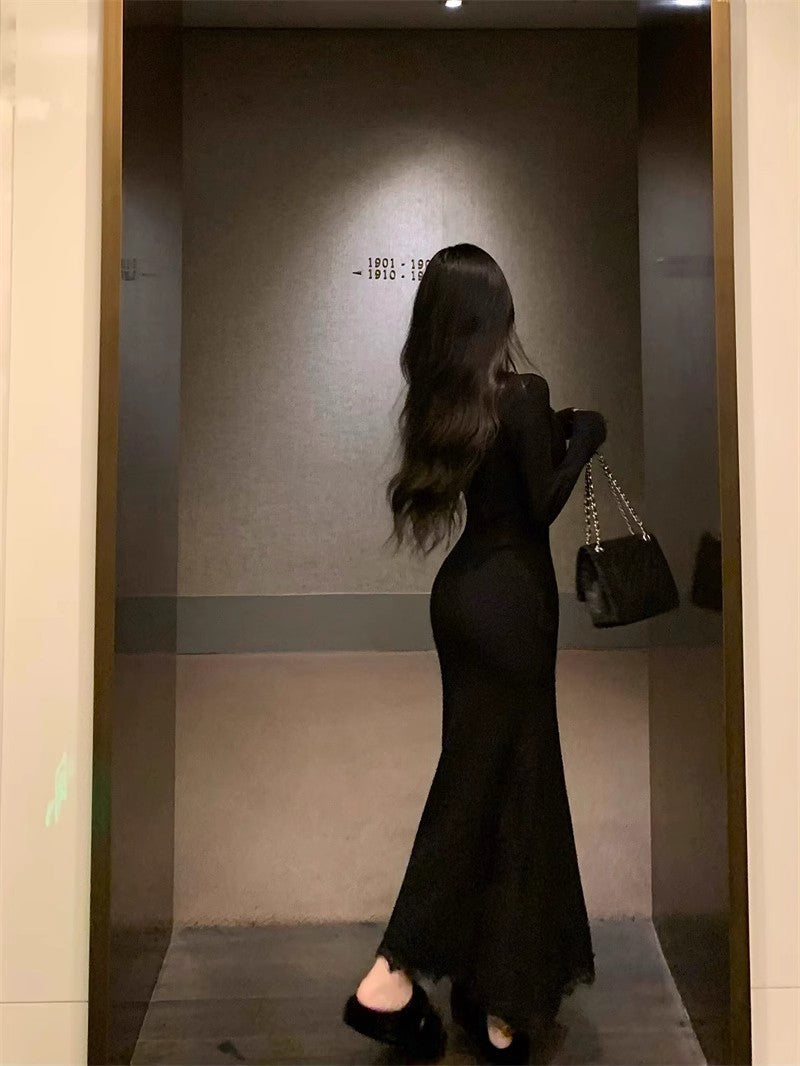 【Dress】レース切替マーメイドワンピース Z7785