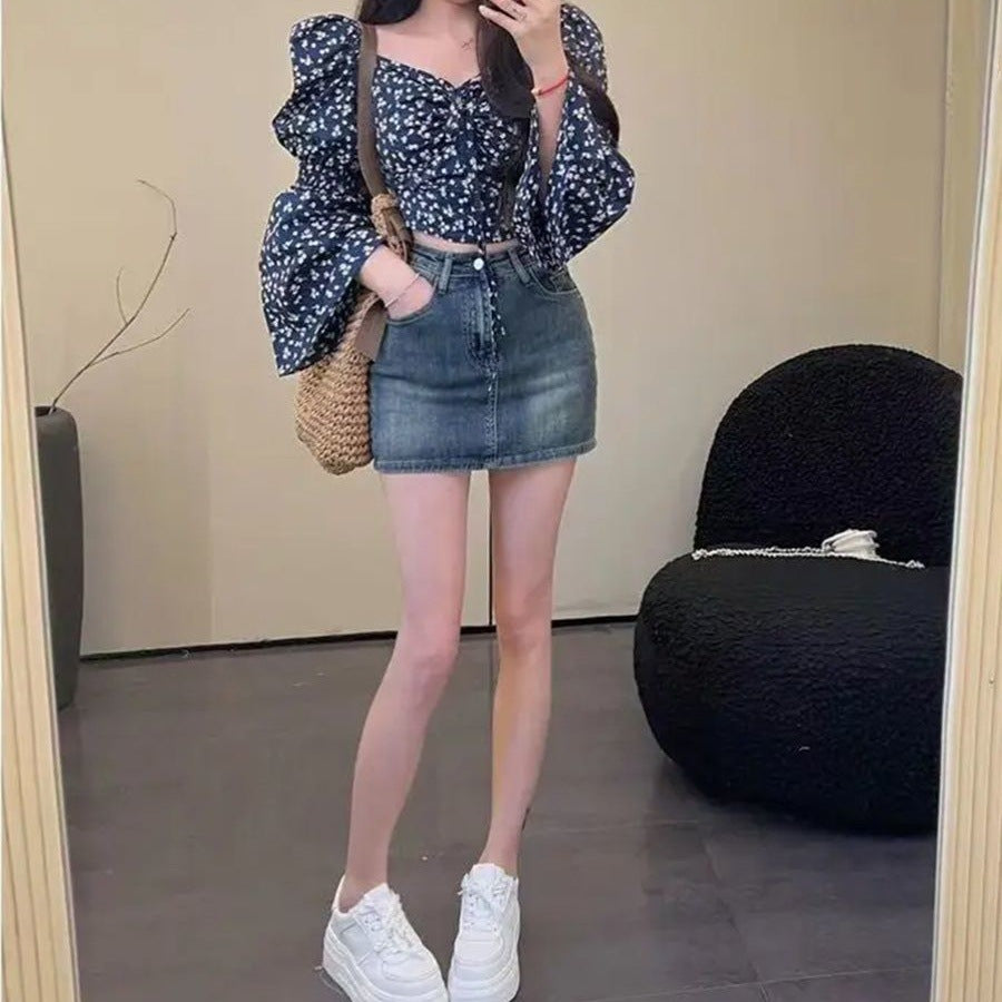 【Tops】パフスリーブスクエアネックシャツ T01762