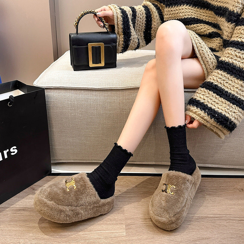 【Shoes】厚底ファースリッパ Z8165