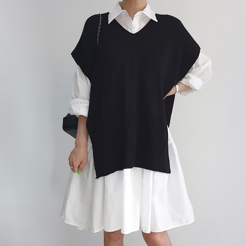 【Set】ベスト + シャツワンピース2点セット Z-6649