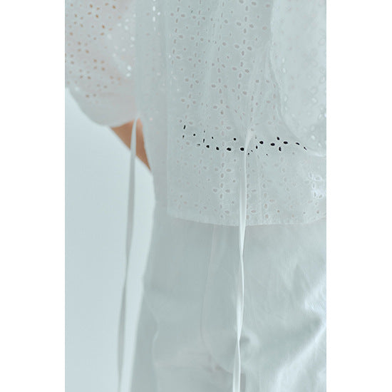 【Tops】キャミソール付き透かし彫りトップス T01686