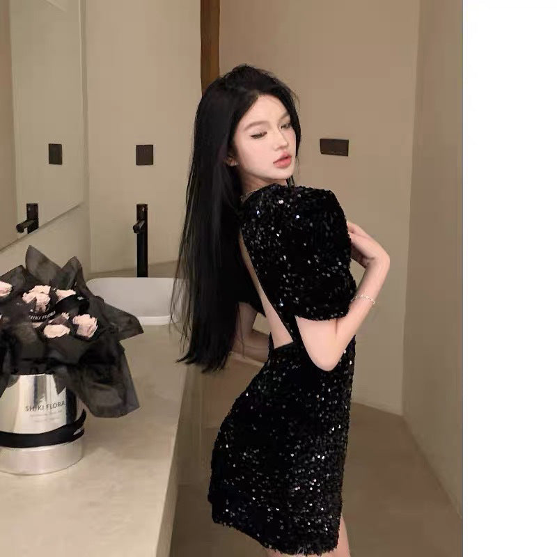 【Dress】back透かし彫りワンピース W11858