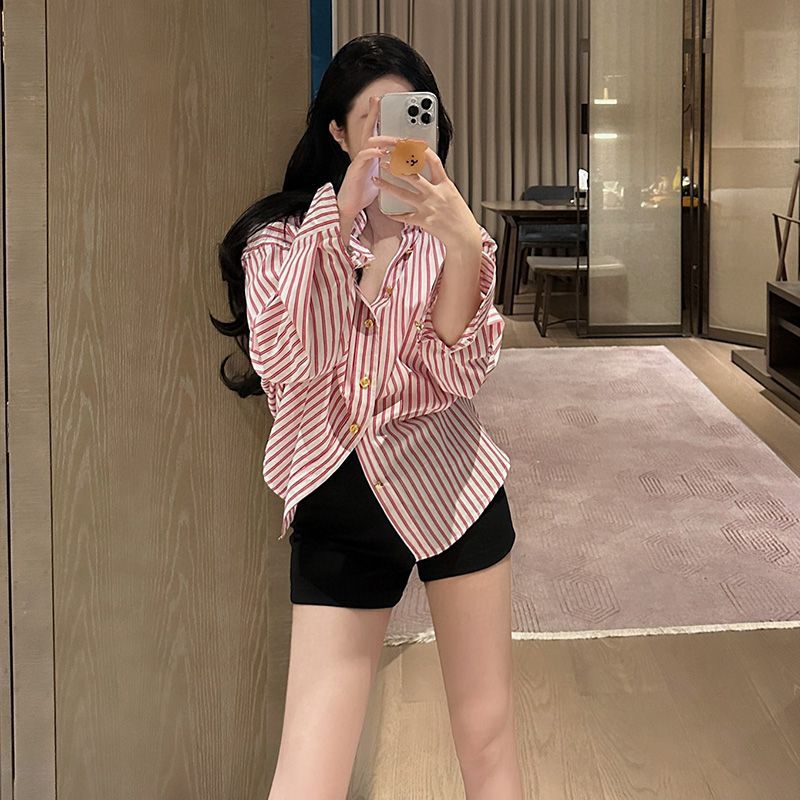 【Tops】ストライプシャツ W11228
