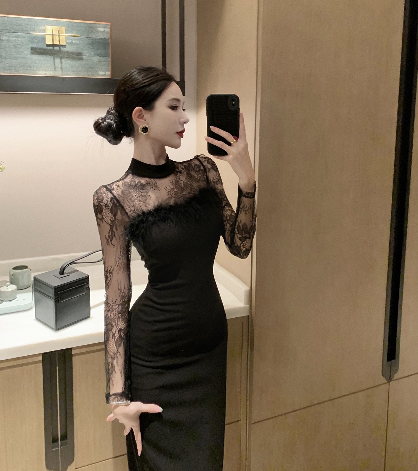 【Dress】レース切替ワンピース Z7690