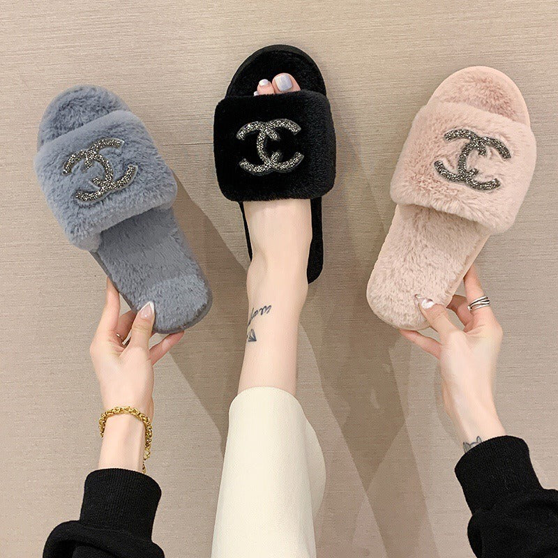 【Shoes】5㎝厚底ファースリッパ W13388