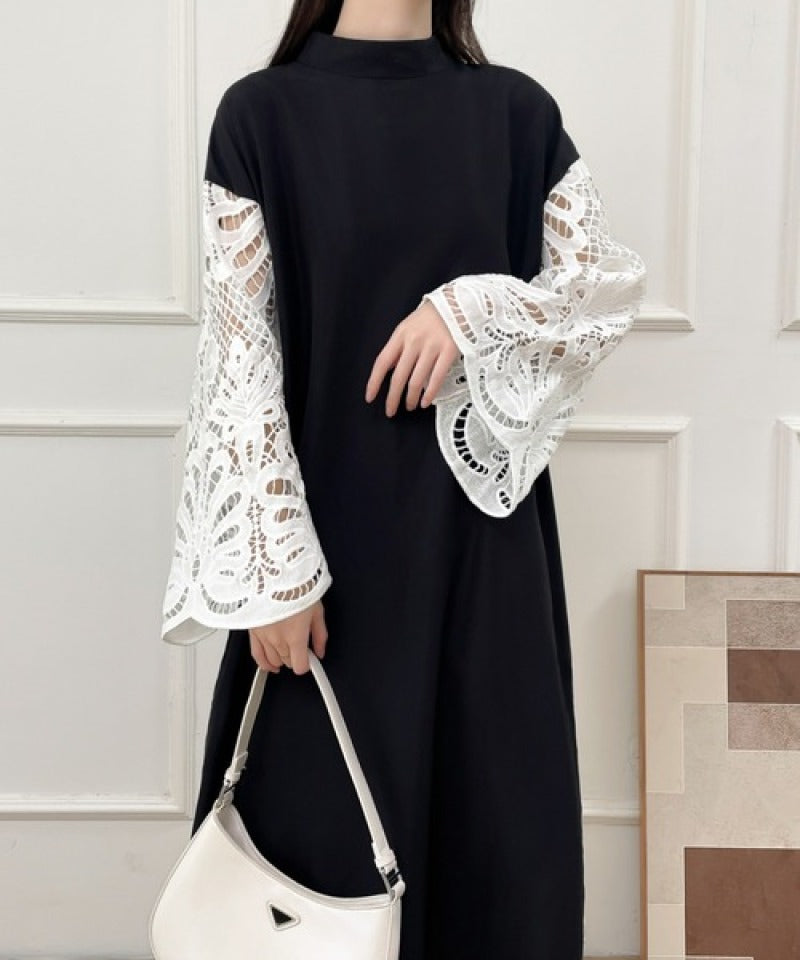 【Dress】レース切替Aラインワンピース Z7050