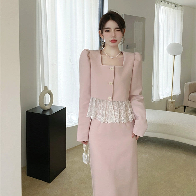 【Set】ジャケット+スカートセット W11070