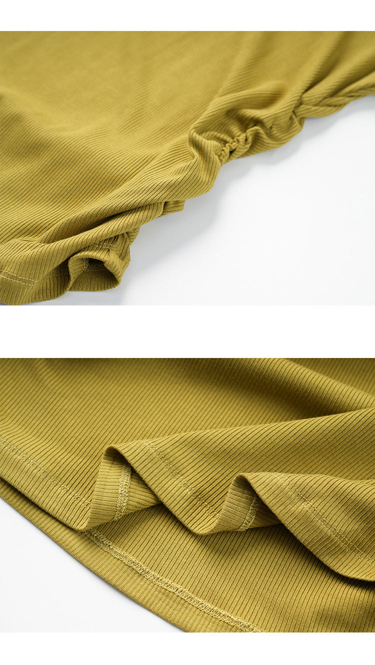 【Tops】不規則ネックラインTシャツ T01655