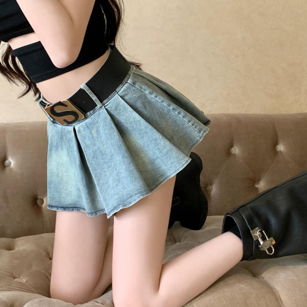 【Bottoms】ベルト付きプリーツスカート W14320