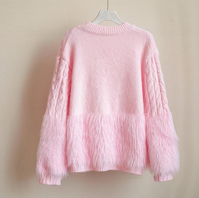 【Tops】ファー付きニット2色 Z7861