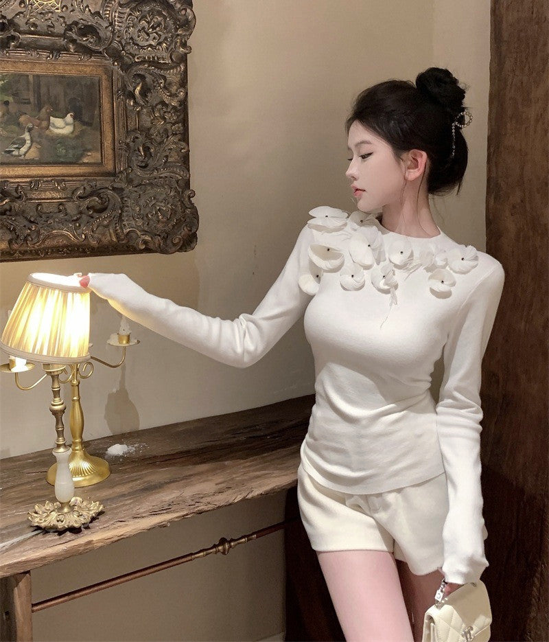 【Tops】人気フラワーニット W13426