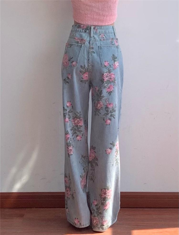 【Bottoms】フラワーデニムパンツ W9963