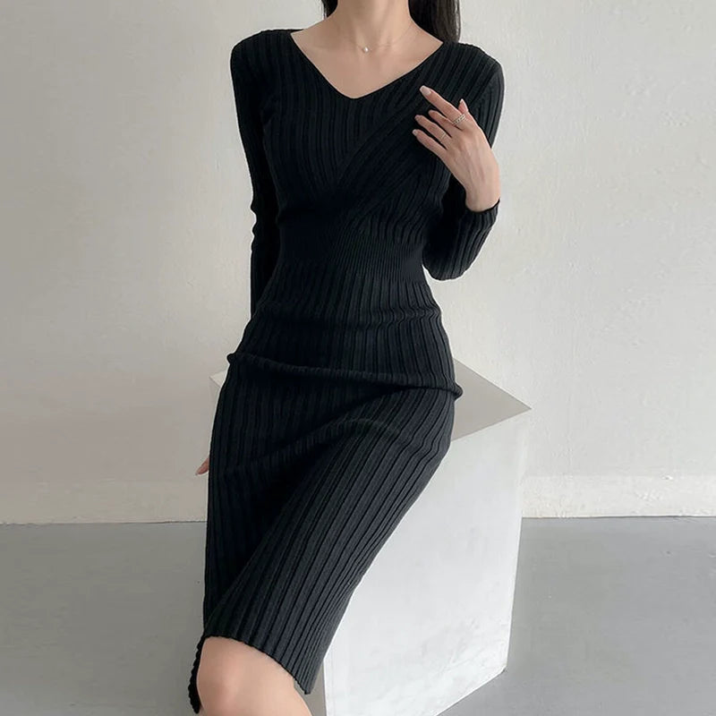 【Dress】シンプルニットワンピース W9684