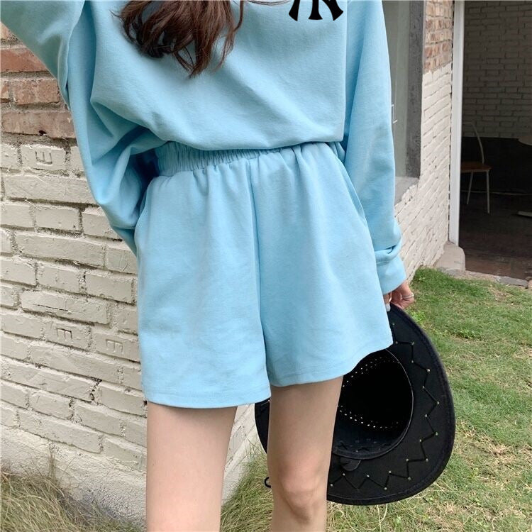 【Set】新入荷~2点セット トレーナー+ ショートパンツ Z-6646