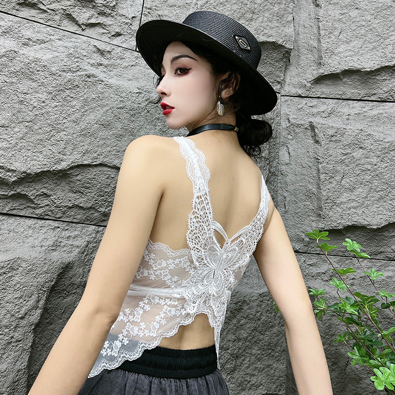 【Tops】ベアトップ付きレースタンクトップ W11533