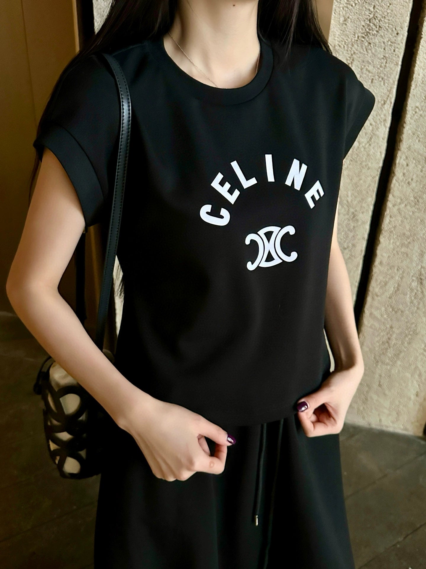 【Set】プリントTシャツ + スリットスカート2点セット T01478